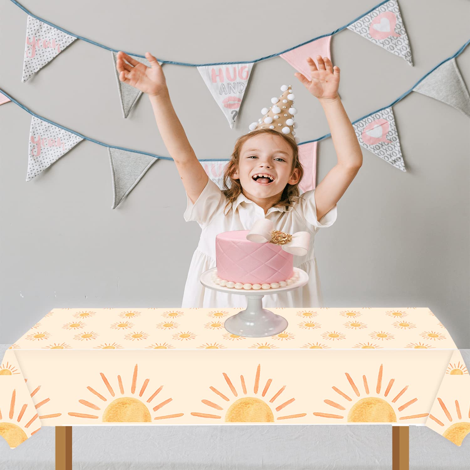 BIGKEOKI 3pcs Boho Themed Sunshine Birthday Party Tablecloths Boho Party Decorations First Trip Inspired The Sun Birthday Decorations Boho Hippie Sunshine Sun Baby Shower Party Supplies Decorations