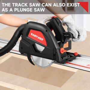 Eastvolt 6-1/2" Plunge-cut Track Saw, 0-45°Bevel Adjustment, 5500RPM Plunge Circular Saw for Wood Cutting