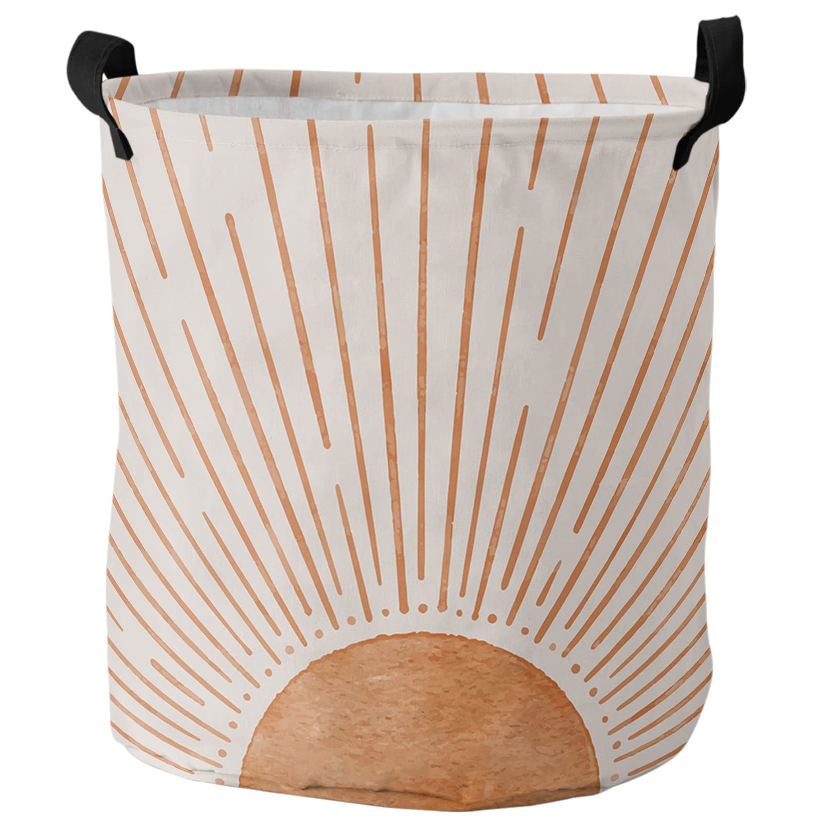 Laundry Baskets Mid Century Terracotta Sun Lines, Collapsible Waterproof Laundry Hamper Dirty Clothes Basket with Handle, Storage Bag for Bathroom/Bedrooom Modern Minimal Art