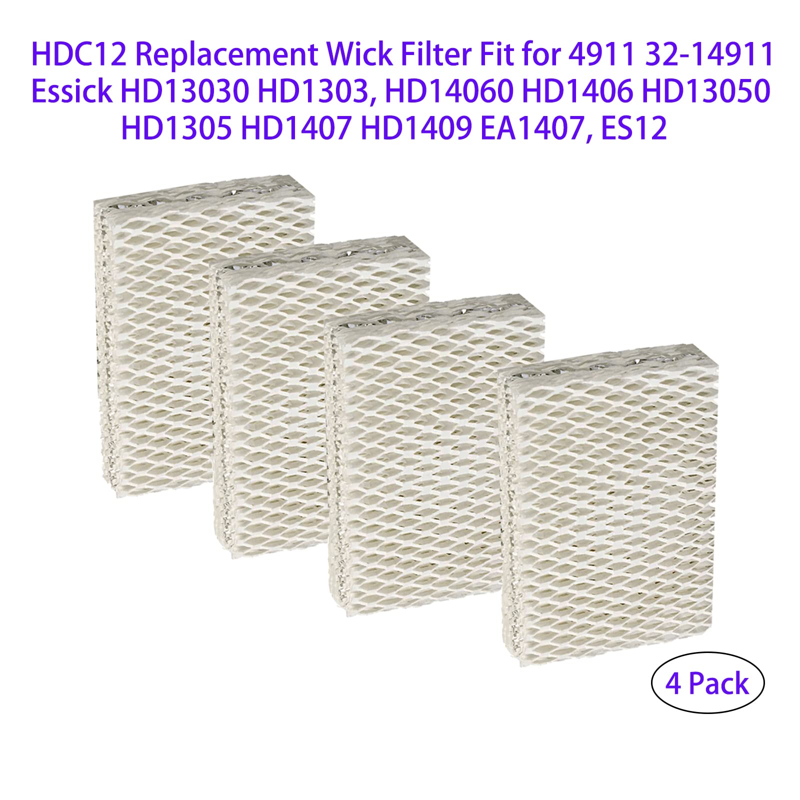 HOMFILBIT HDC12 Humidifier Replacement Wicks Filter Fit for Air-Care 4911 32-14911 Essick HD13030 HD1303 HD14060 HD1406 HD13050 HD1305 HD1407 HD1409 EA1407 ES12 Humidifiers (4 Pack)