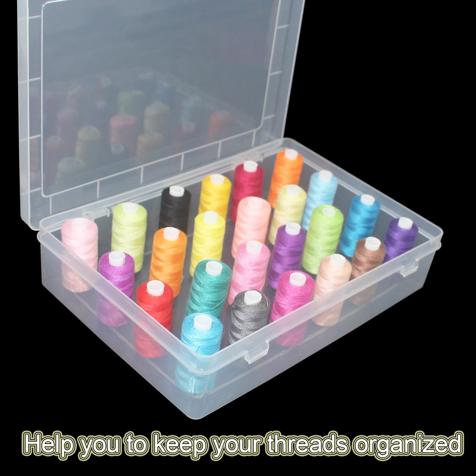 24 Spools Thread Holder Organizer Clear Sewing Storage Box Embroidery Thread Organizer for 24 Spools Home Embroidery Quilting and Sewing Threads