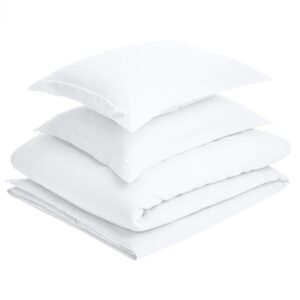 Amazon Basics Light-Weight 3 piece Microfiber Duvet Cover Set with Zipper Closure - King, 4 Pack, 108"x94", Bright White, Solid