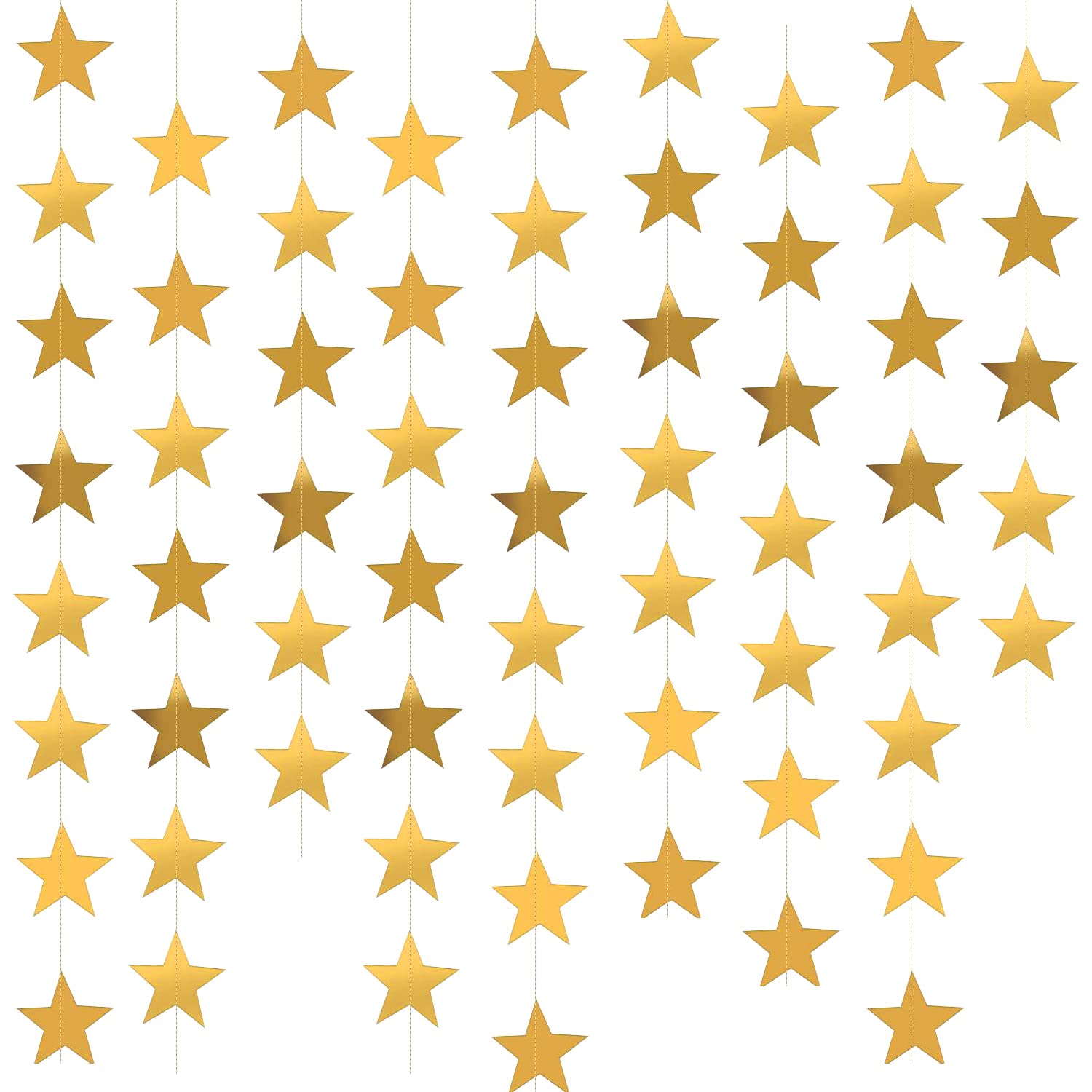 Yzurbu Gold Star Garland, 78 Feet Double Side Hanging Sparkly Paper Star Banner Decorations for Birthday Wedding Engagement Baby Shower Christmas Holiday Party