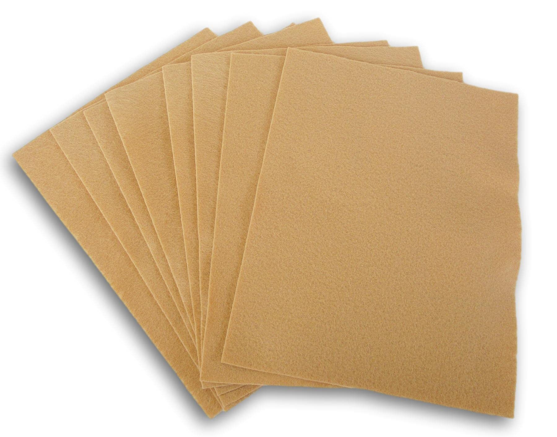 Acrylic Felt Sheets Craft Sewing DIY Set - Solid Color Sheet Packs - 9 x 12 inches - 8 Ct (Cashmere Tan)