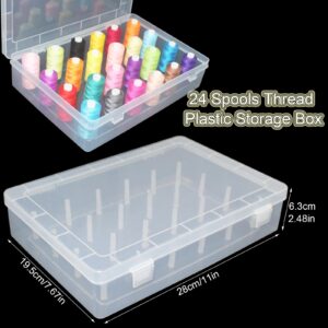 24 Spools Thread Holder Organizer Clear Sewing Storage Box Embroidery Thread Organizer for 24 Spools Home Embroidery Quilting and Sewing Threads