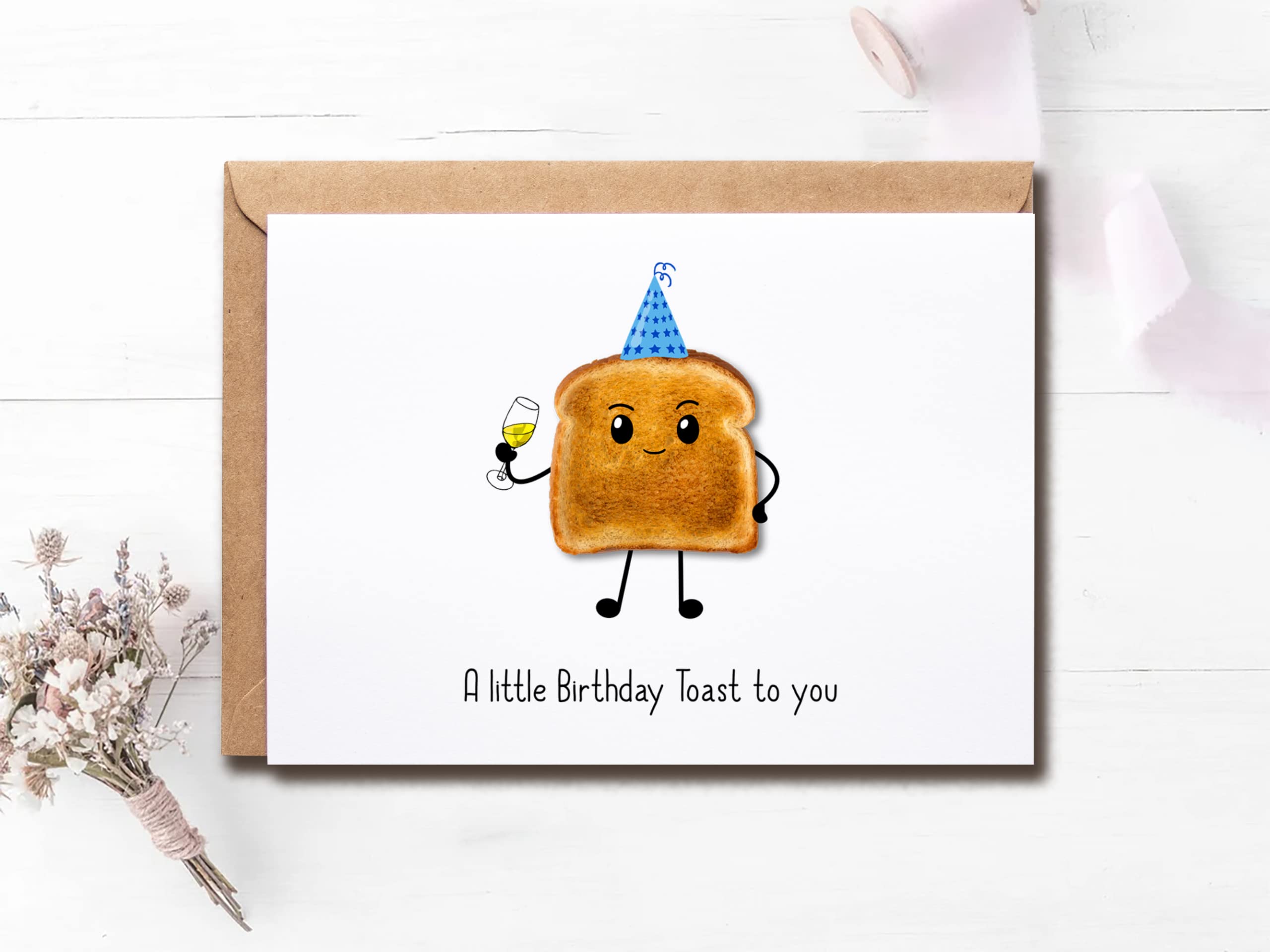 A Little Birthday Toast To You - Birthday Toast Birthday Card Card For Him Card For Her Funny Birthday Card - Bread Greeting Card - Funny Greeting Card.