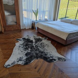 rugoo Faux Cowhide Rug 6.4 ft x 8 ft Cow Print Rug Faux Animal Skin Rug for Living Room Bedroom Nursery