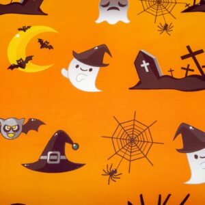 Menghomeus Halloween Duvet Cover Set Queen Size Pumpkin Bedding Set Cartoon Pumpkin Ghost Pattern Fall Festival Themed Comforter Cover Set, 3 Pieces 1 Duvet Cover 2 Pillowcases