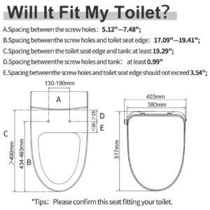 Bolina Toilet Seat Adjustable Heated Seat,Toilet Seat With Remote Control, Warm Water Wash And Dry, Led Night Light And Many More Features