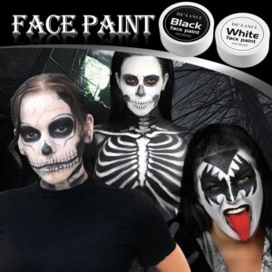 ecofavor Black White Face Paint Body Painting, 2 PCS Pro White+Black Face Body Paint Oil Based Cream Palette Kit for Art Theater Halloween Party Cosplay Clown SFX Makeup for Kids Adults (200g/7.06oz)