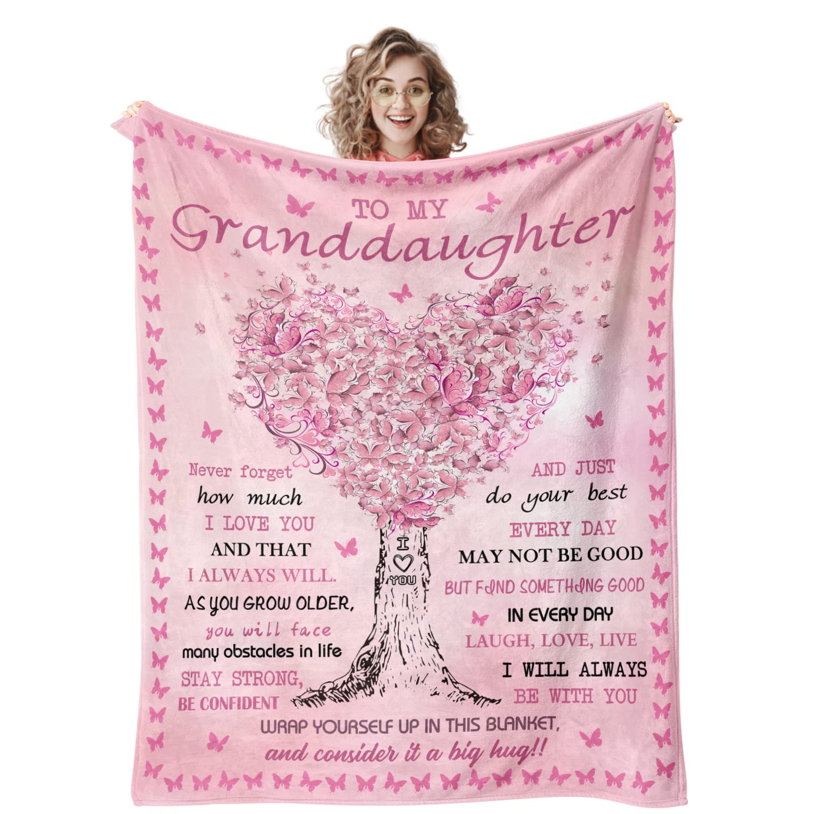 Granddaughter Gifts from Grandma, Granddaughter Gifts Blanket, Gifts for Granddaughter, Christmas/Mothers Day/Graduation/Birthday Gifts for Granddaughter, to My Granddaughter Throw Blanket 60" X 50"