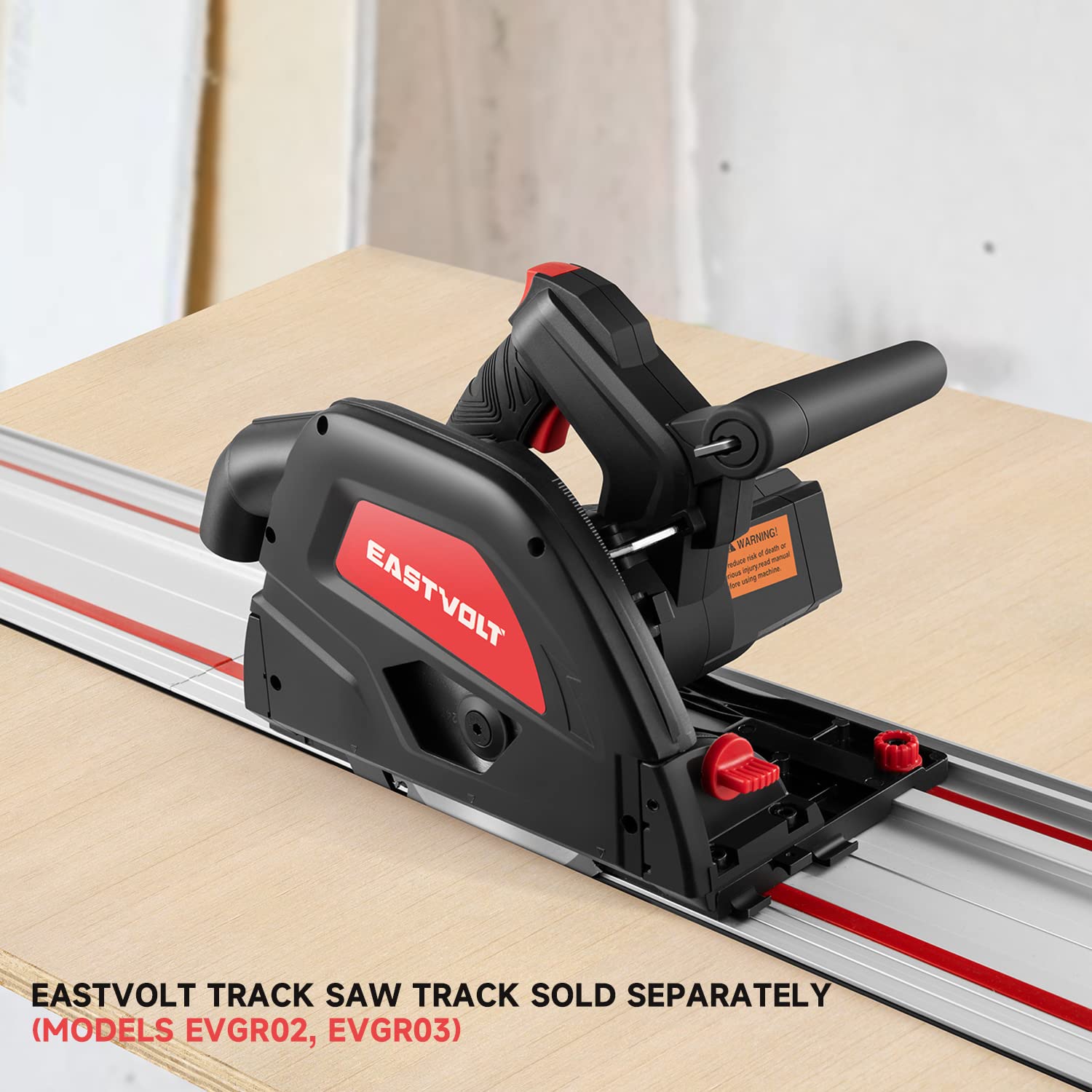 Eastvolt 6-1/2" Plunge-cut Track Saw, 0-45°Bevel Adjustment, 5500RPM Plunge Circular Saw for Wood Cutting