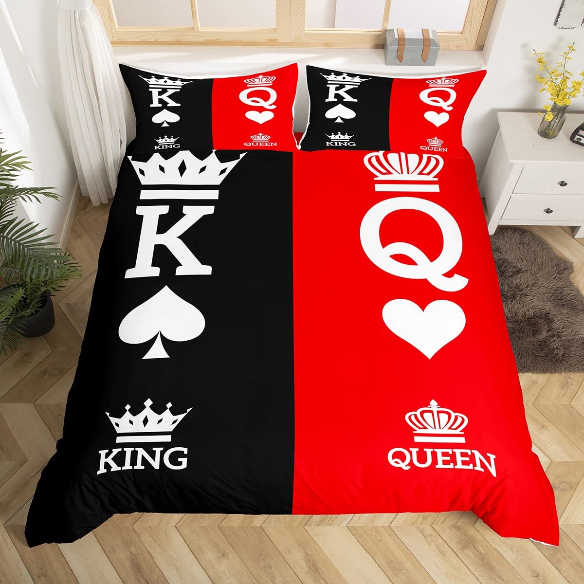 Feelyou Couple Lover Duvet Cover Adults Valentine Day Bedding Set for Adults Ultra Soft Romantic Comforter Cover Set Simple Modern Bedspread Cover Room Decor Queen Size Bedclothes Zipper