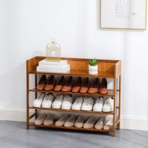 Suwoic Bamboo Shoe Rack Organizer, 5 Tier Shoe shelf Storage Organizer, For Entryway, Hallway, and Closet (Brown-39.4")