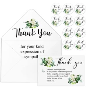 marspark 100 sets funeral thank you cards with envelopes and message thank you sympathy cards inside memorial card bereavement cards with stickers for funeral loved ones celebration of life(lily)