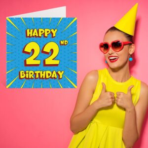 Fun 22nd Birthday Cards for Men Woman - Comic Book - Happy Birthday Card for Sister Granddaughter Grandson Son Daughter Brother Uncle Nephew Niece, 5.7 x 5.7 Inch Greeting Cards, 22nd Birthday Card