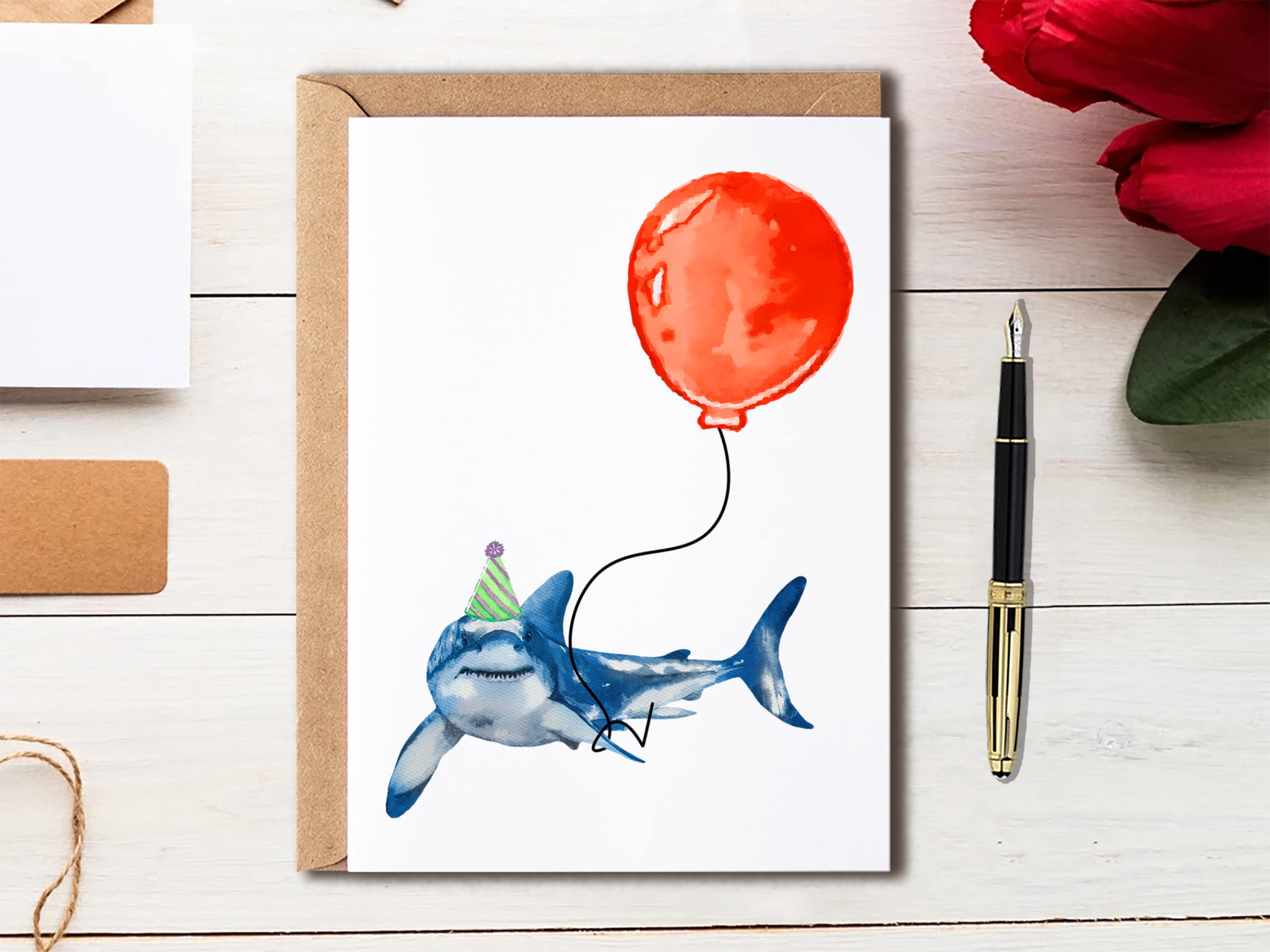 OystersPearl Shark Birthday Card - Funny Shark Greetings Card - Shark Pun Birthday Card - Childrens Birthday Card - Funny Birthday Card - Kids Cards, 5 x 7 inches