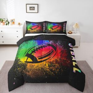 erosebridal football comforter sets for kids boys girls,hand drawn american football duvet insert,colorful tie dyed ball game bedding set twin,neon sports down comforter with 1 pillowcase