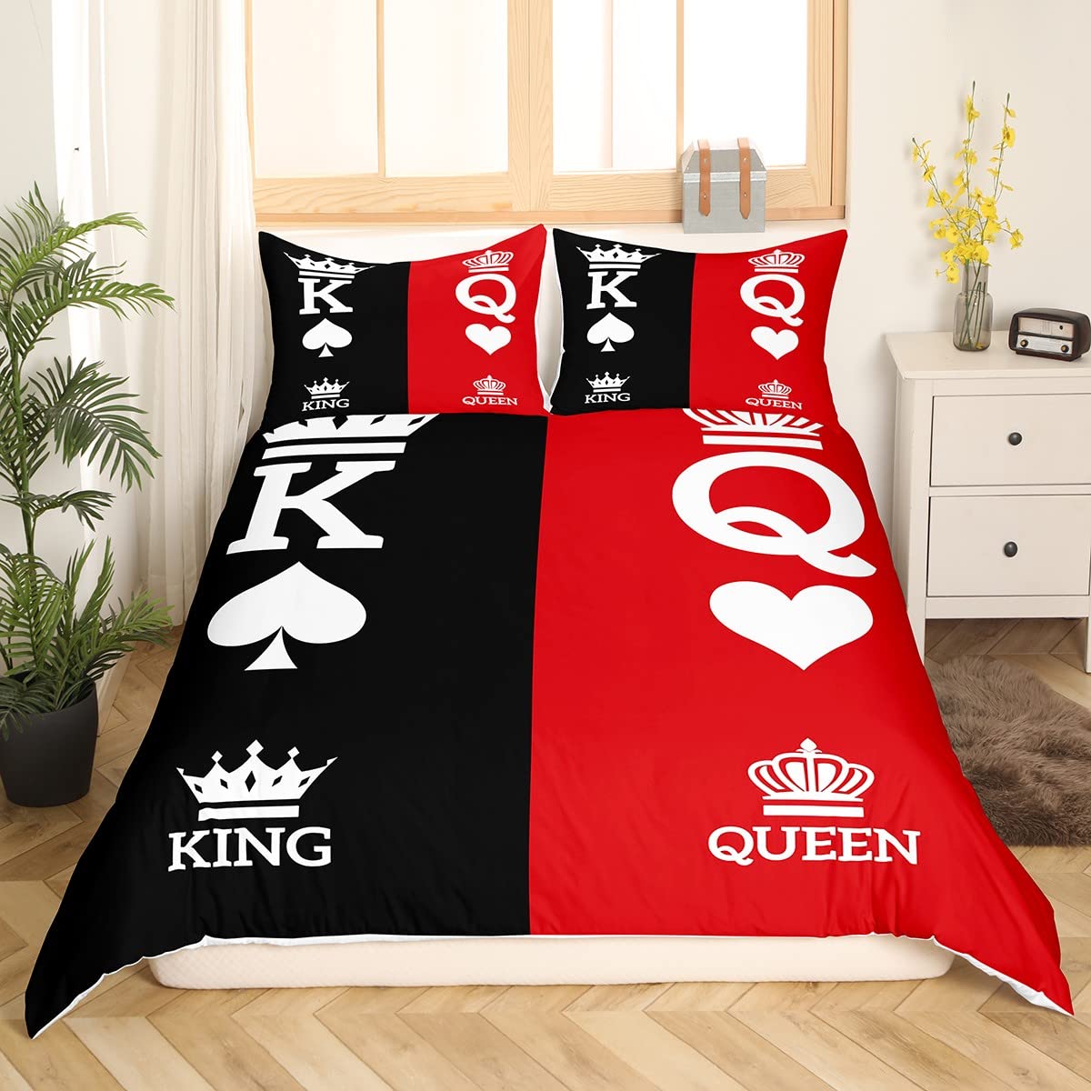 Feelyou Couple Lover Duvet Cover Adults Valentine Day Bedding Set for Adults Ultra Soft Romantic Comforter Cover Set Simple Modern Bedspread Cover Room Decor Queen Size Bedclothes Zipper