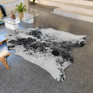 rugoo Faux Cowhide Rug 6.4 ft x 8 ft Cow Print Rug Faux Animal Skin Rug for Living Room Bedroom Nursery