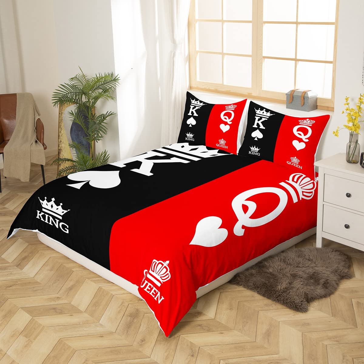 Feelyou Couple Lover Duvet Cover Adults Valentine Day Bedding Set for Adults Ultra Soft Romantic Comforter Cover Set Simple Modern Bedspread Cover Room Decor Queen Size Bedclothes Zipper