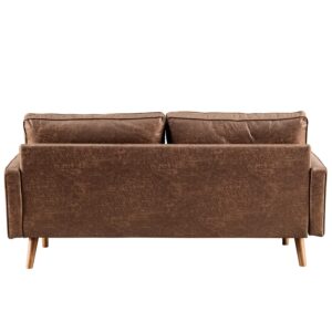 XIZZI Rivet Aiden Mid-Century Modern Loveseat Sofa with Square Arm and Wood Grain Legs for Living Room,69.68" W Dark Brown