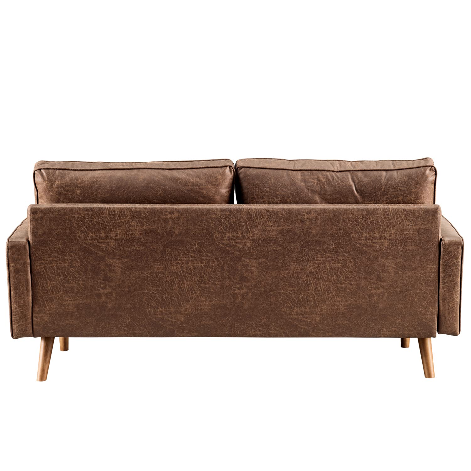 XIZZI Rivet Aiden Mid-Century Modern Loveseat Sofa with Square Arm and Wood Grain Legs for Living Room,69.68" W Dark Brown