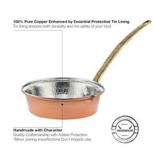 Multipurpose Pure Copper Cookware with Handle, Handmade Copper Sauté and Frying Pan, Turkish Butter and Milk Warmer Pan, Decorative Copper Skillet, Suitable for Oven & Stovetop (X-Small 6.3 in)