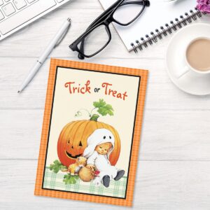 Current Morehead Orange Plaid Halloween Greeting Cards Set - Set of 8 Large 5 x 7-Inch Cards, Themed Holiday Card Variety Value Pack, Assortment of 4 Unique Designs, Envelopes Included