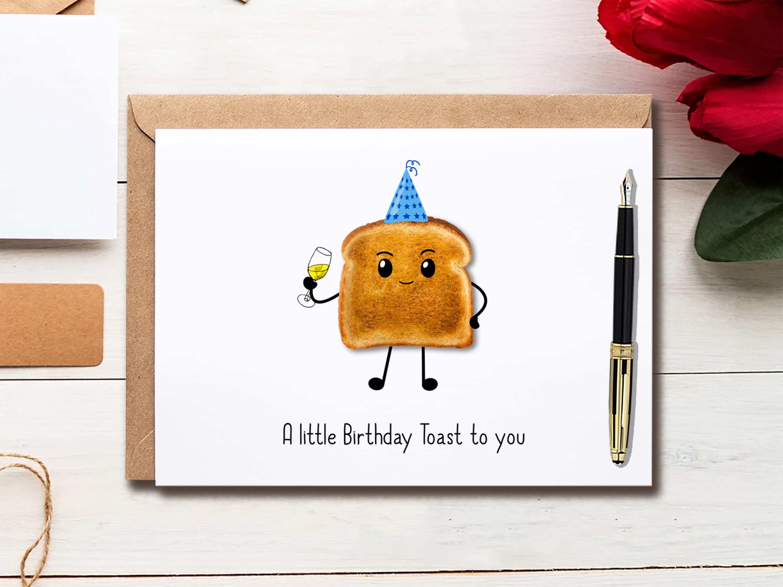 A Little Birthday Toast To You - Birthday Toast Birthday Card Card For Him Card For Her Funny Birthday Card - Bread Greeting Card - Funny Greeting Card.