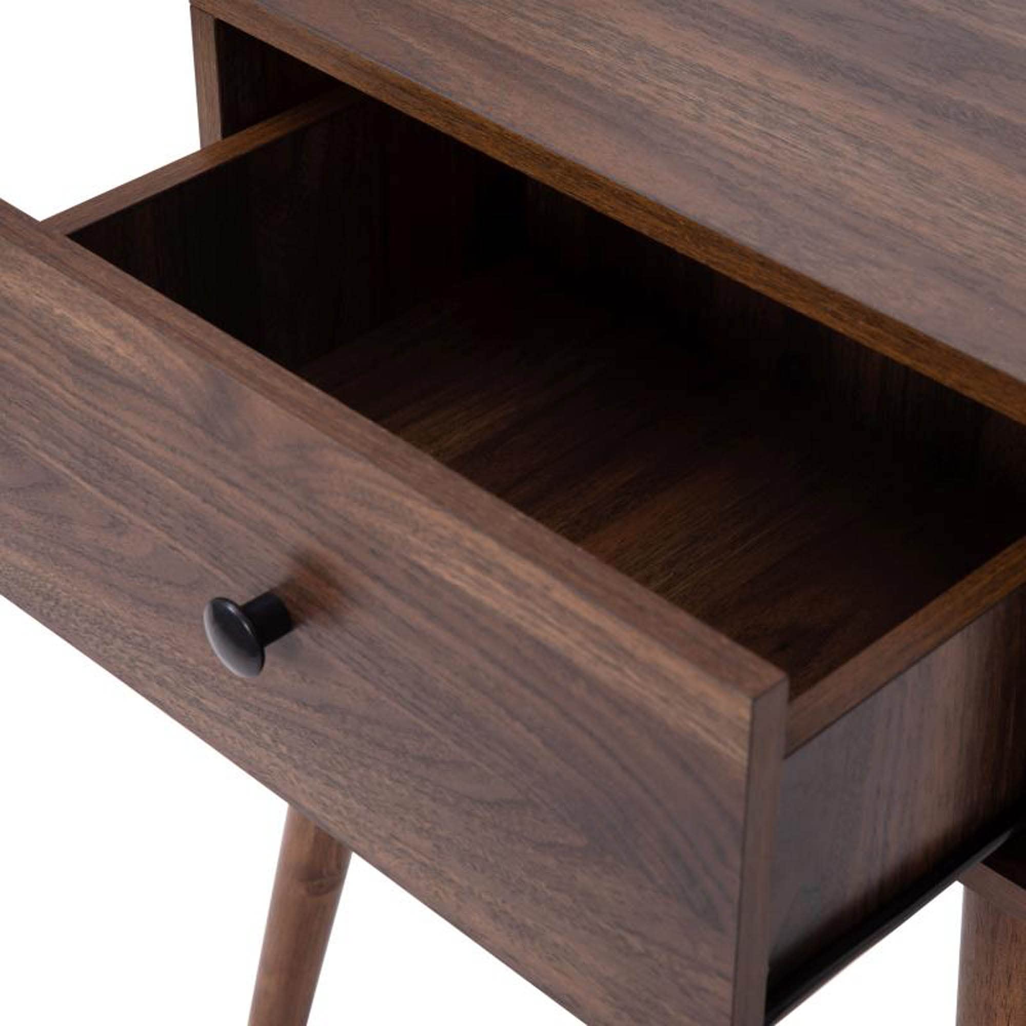 Flash Furniture Hatfield Mid-Century Modern Wood Nightstand - Dark Walnut Wood Grain Finish - Soft Close Storage Drawer - Side Accent or End Table