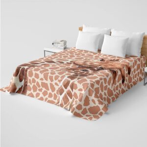 BailiPromise Cartoon Giraffe Geometric Sheets Set Full Size,Animal Print Kids Bed Sheets with Pillowcases,Bed Flat Sheet Fitted Sheet with 16" Deep Pocket, Microfiber Printed Bedding Sheets