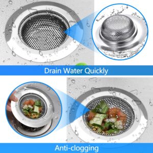 Kitchen Sink Strainer Sink Stopper - Abnaok 2 PCS Sink Strainer Stopper Kit, Universal Silicone Drain Cover, 4.5 Inch Stainless Steel Sink Drain Strainer, Food Catcher for Kitchen Sink