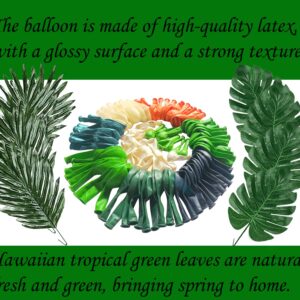 XIRUISHEN 118 PCS Tropical Forest Balloon Arch Garland Kit, Green Confetti Balloon Palm Leaf Hawaiian Theme Graduation Ceremony Anniversary Celebration Birthday Party Wedding Decorations