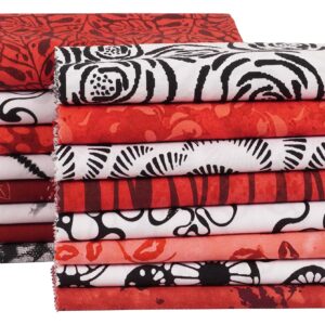 Soimoi 16 Pc Fat Quarter Bundle, Batik Print 18"x 22" DIY Patchwork- 100% Cotton Pre-Cut Quilting Fabric Red,White,Black