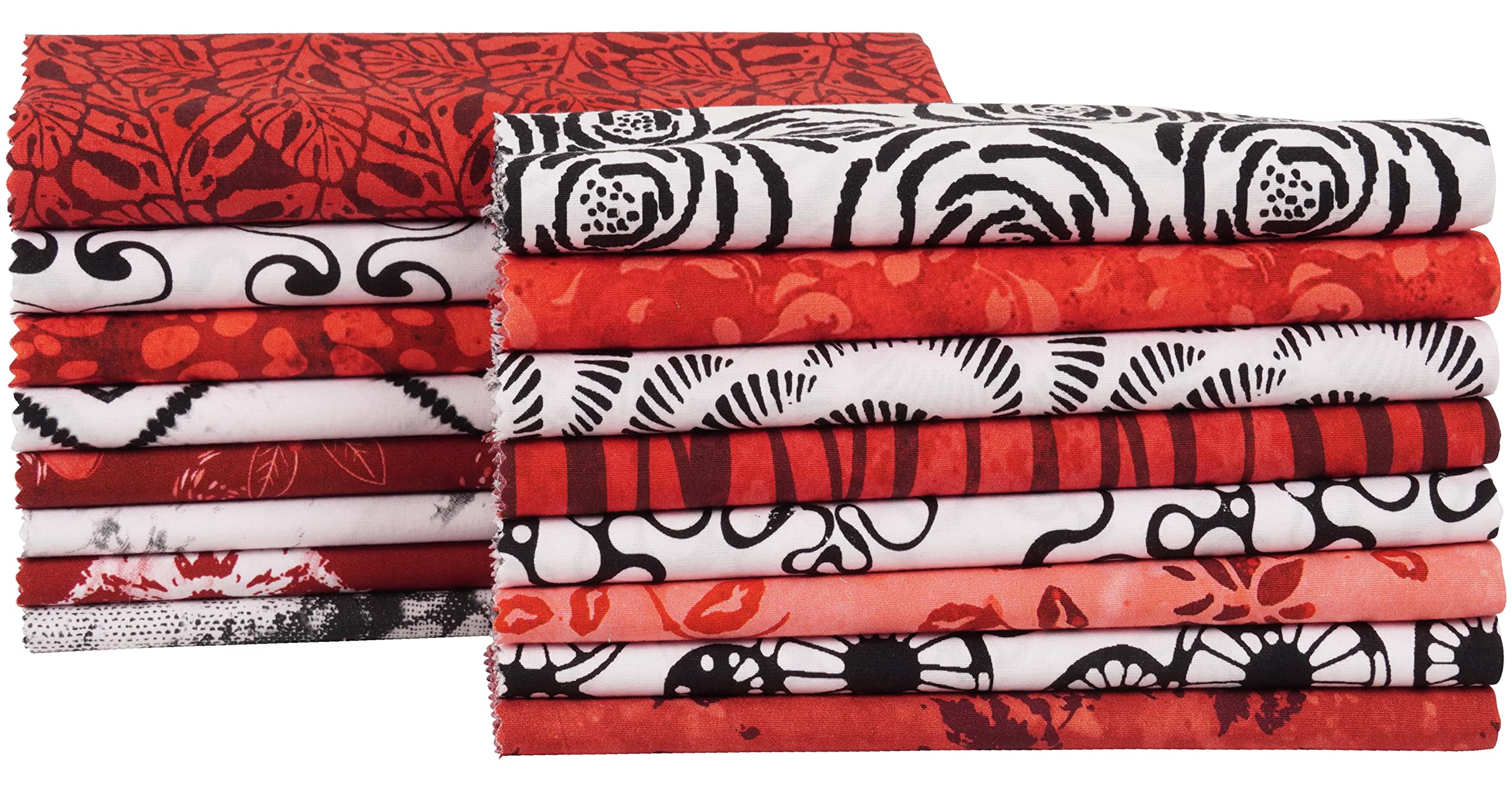 Soimoi 16 Pc Fat Quarter Bundle, Batik Print 18"x 22" DIY Patchwork- 100% Cotton Pre-Cut Quilting Fabric Red,White,Black