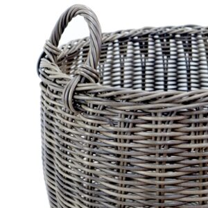 Set of 2 CATLEZA 13-inch and 16.5-inch Stackable Hand Woven Wicker Storage and Laundry Basket with Handles - Espresso