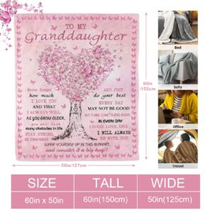 Granddaughter Gifts from Grandma, Granddaughter Gifts Blanket, Gifts for Granddaughter, Christmas/Mothers Day/Graduation/Birthday Gifts for Granddaughter, to My Granddaughter Throw Blanket 60" X 50"