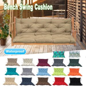 Replacement Cushions for Outdoor Swing, Waterproof Bench Cushions with Backrest Outdoor Furniture 2-3 Seater Washable Swing Replacement Cushions for Garden Patio loveseat Pad(Khaki 40x47 inch)