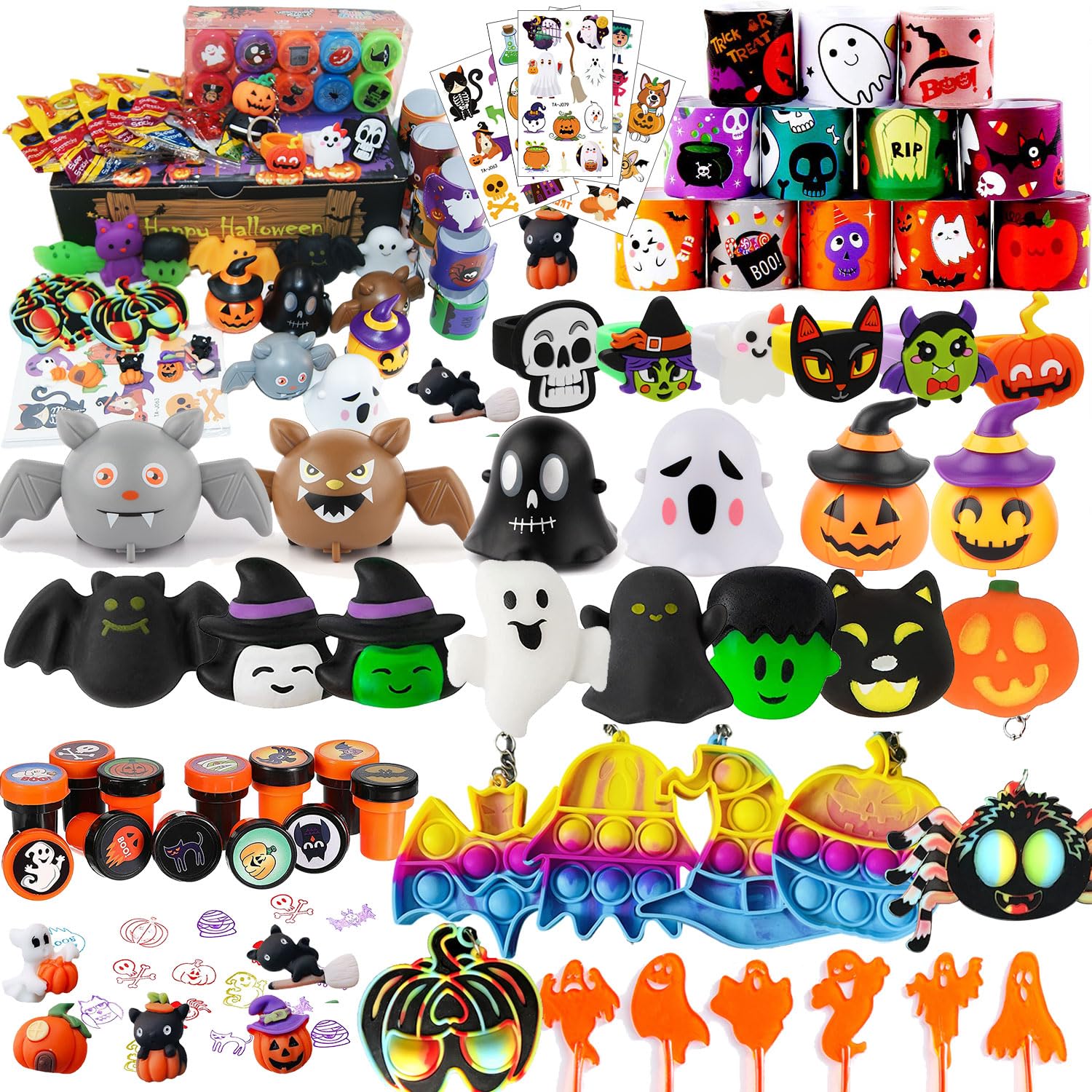 Premium Halloween Party Favors Toys for kids,Assortment Cute Halloween Themed Toys,Kids Trick or Treat Party Favors Supplies,Halloween Prizes,Carnival Prizes,Goody Bag Fillers,Treat Bag Stuffer