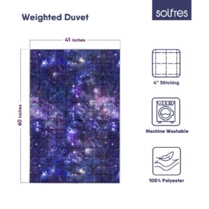 Solfres 7lbs Weighted Blanket, 41 x 60 Inches, Printing Heavy Blanket 7 Pounds for Children and Teens Ultra Soft and Cozy, Stars, Sensory Items, Universe Galaxy