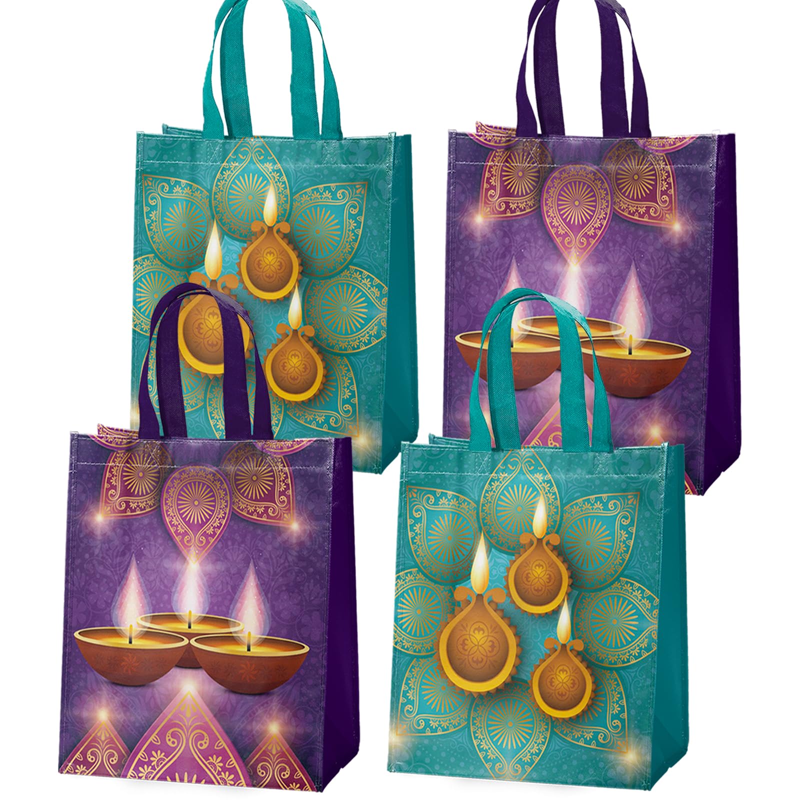 Ertyjikg 20 Pcs Diwali Party Bags,Reusable Diwali Gift Non-woven Bags with Handles for Diwali Party Decorations