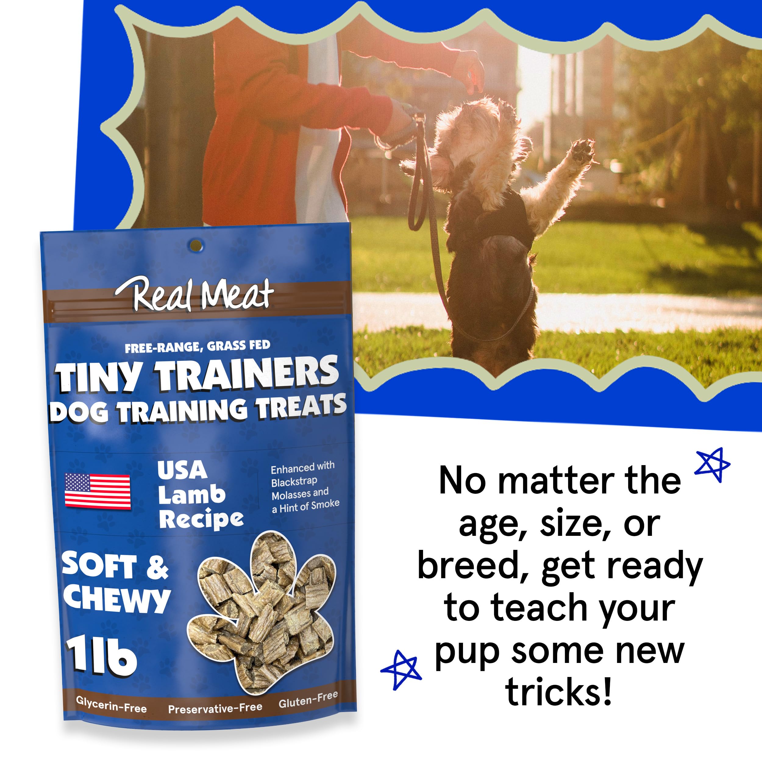 Real Meat Tiny Trainer Bites Dog Treats - 1lb of USA-Made Soft & Chewy Air-Dried Lamb Training Treats for Dogs & Puppies - All-Natural Grain-Free Dog Training Treats with Free-Range Grass-Fed Lamb