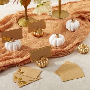 Kate Aspen 12PCS Place Card Holders (Place Cards Included), Table Number Holder for Weddings, White Pumpkin Photo Holder for Table Assignments at Bridal Showers or Anniversaries