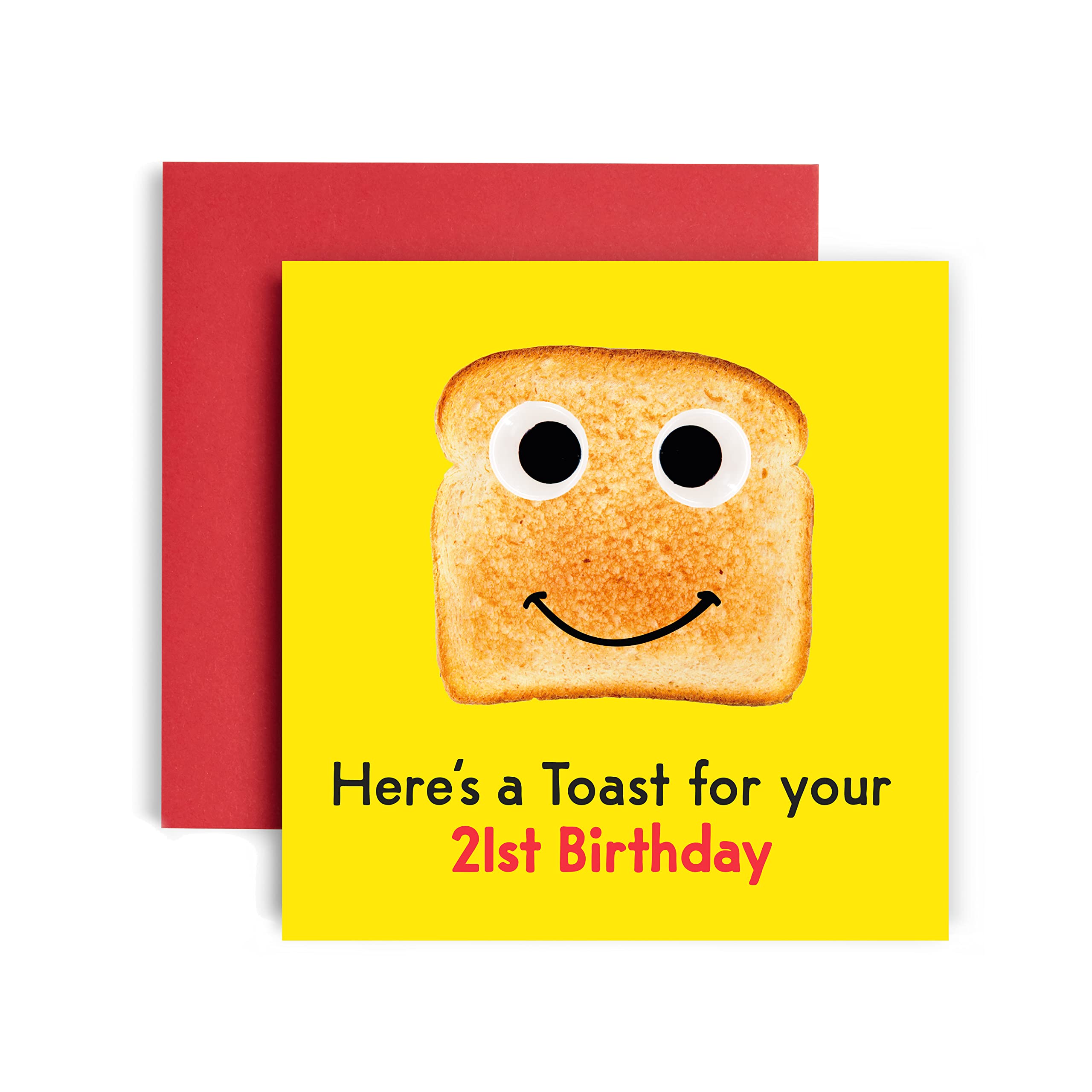 Huxters 21st Birthday Card – Funny Birthday Cards for Women and Men – Here’s a Toast Happy Birthday Card – Paper Birthday Card for Him and Her – Carbon Neutral Toast Birthday Card and Envelope (21st)