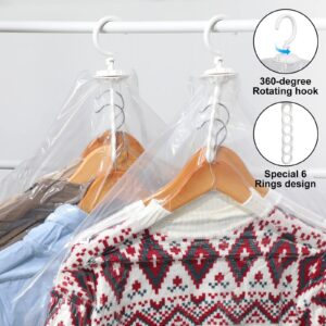 Shappy 10 Pcs Hanging Vacuum Storage Bags for Space Clothes Seal Saver with 1 Hand Pump, 5 Long 53'' x 27.6'', Short 43.3'' 27.6'' Clear Suits Dress Jackets Coat Closet Organizer