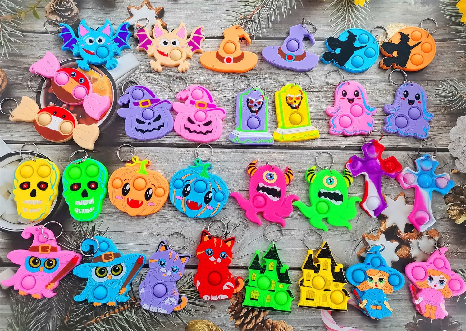 30 Packs Bulk Halloween Spider Ghost Fidget Mini Pop for Kids Party Favors and Classroom Students Gifts