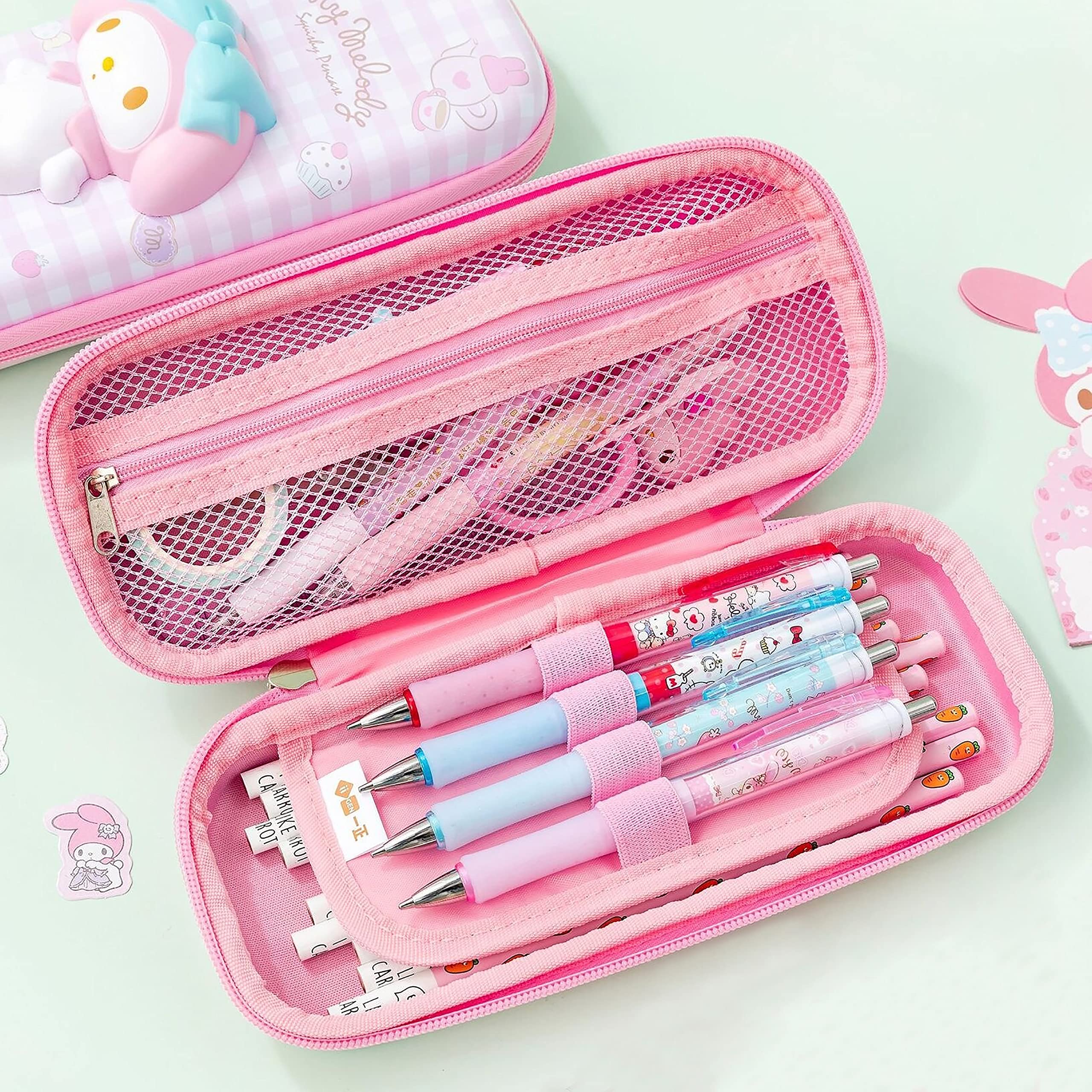 MEADOW Kawaii Pencil Case, Squishy Cute Anime Cosmetic Bag Pouch (Pink)