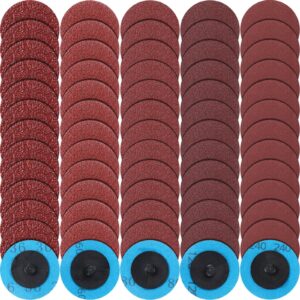 250 pcs mix roll lock discs set 36 60 80 120 240 grit 2 inch sanding discs die grinder accessories aluminum oxide surface conditioning discs for surface prep polish burr paint removal