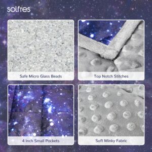 Solfres 7lbs Weighted Blanket, 41 x 60 Inches, Printing Heavy Blanket 7 Pounds for Children and Teens Ultra Soft and Cozy, Stars, Sensory Items, Universe Galaxy